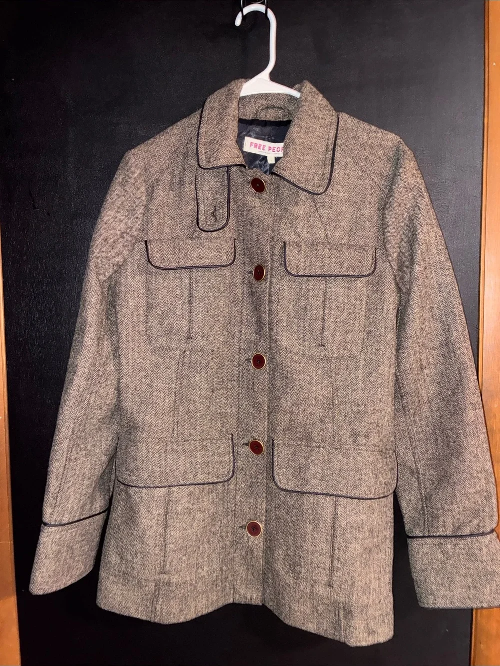 Free People Renaux Herringbone Officer Jacket